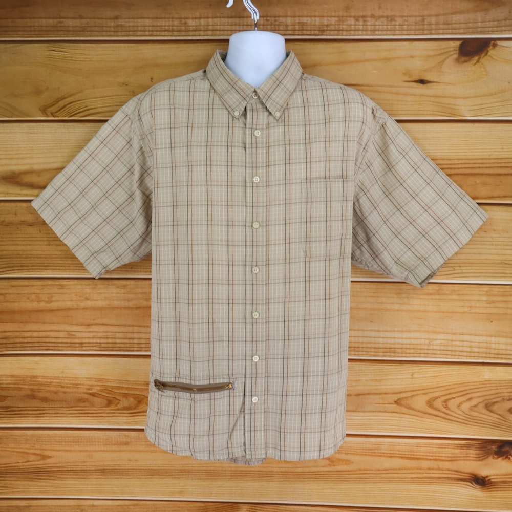 Puritan Short Sleeve Button Down Shirt Wrinkle Resistant Mens Sz 2XL Brown Plaid
